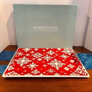 Mariposa Colonial Williamsburg Foundation Red Alpine Snowflake Tray with Box